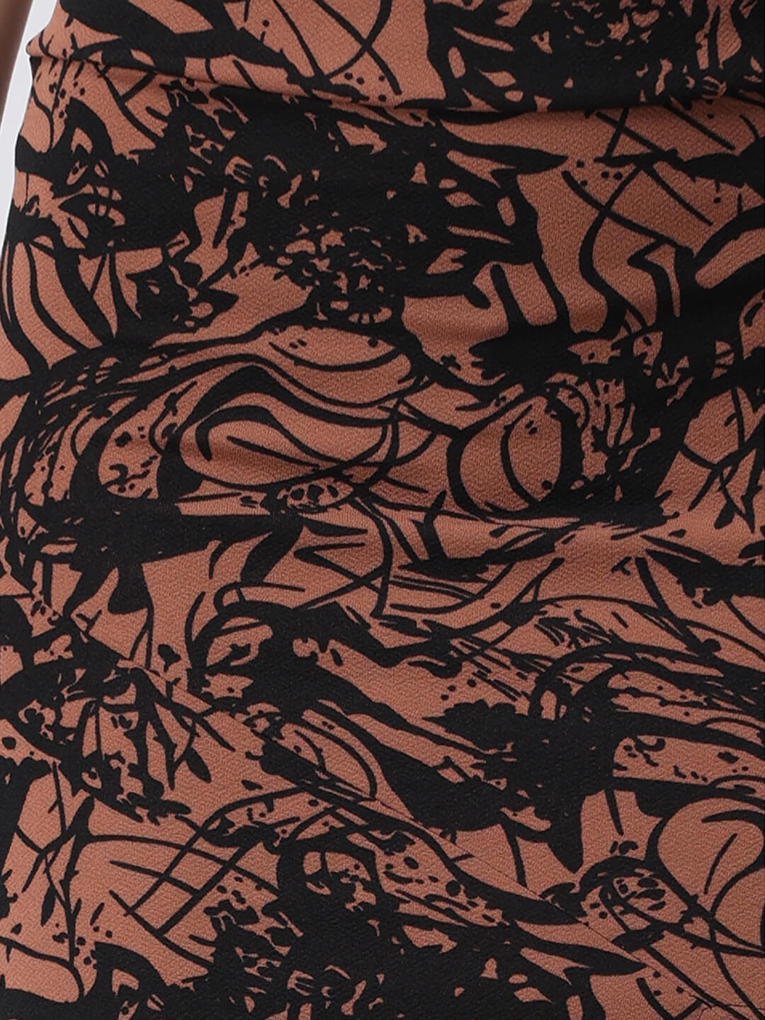 Women Casual Coffee Brown Printed Above Knee Length Pencil Slit Skirt