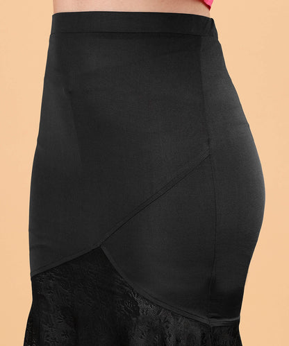 Popwings Women Partywear Black Laces Peplum Skirt