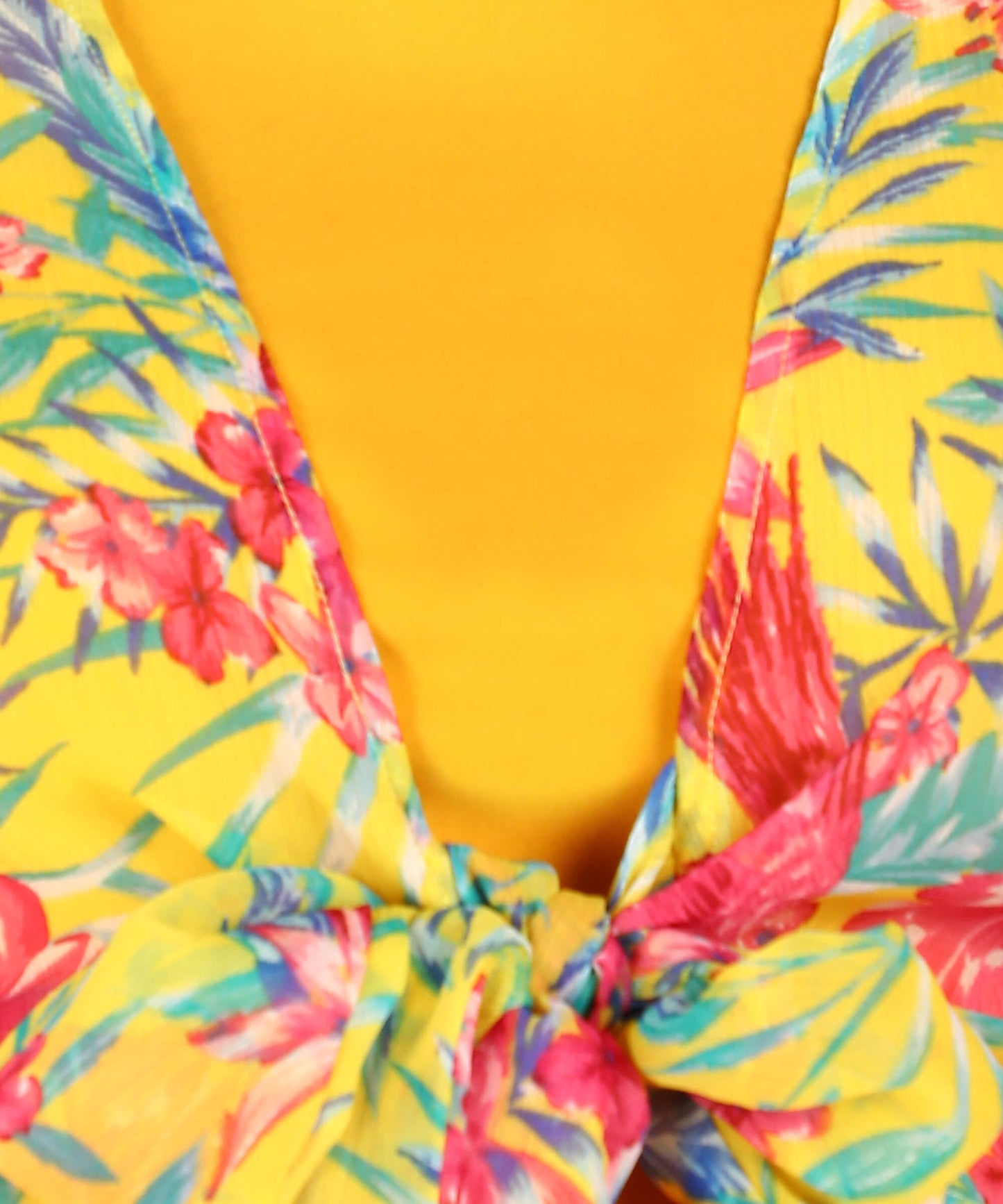 Popwings Casual Yellow Printed Chiffon Shrug