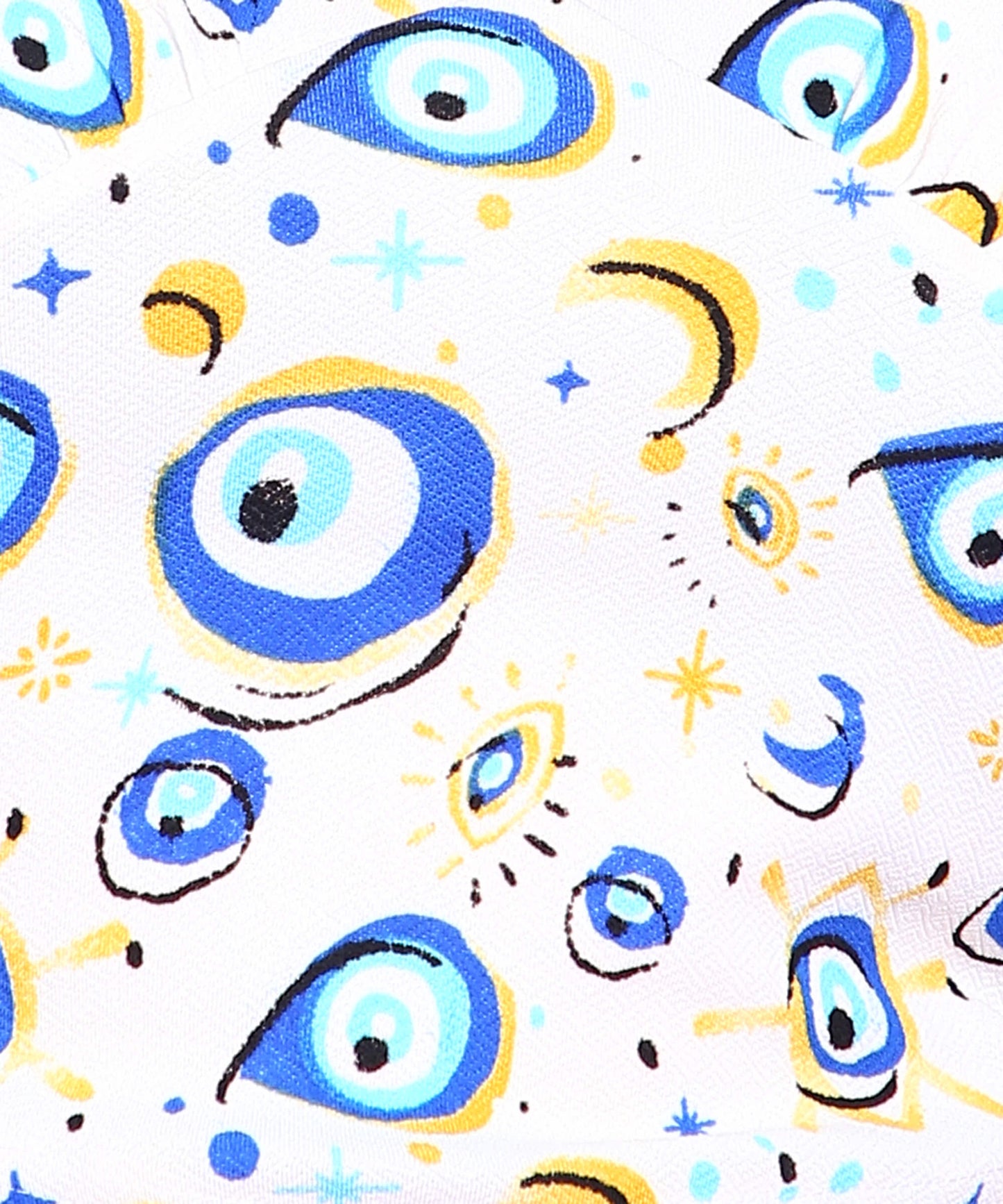 Popwings Women Casual White Eye Printed Sleeveless Self Design Strap Knot Crop Top