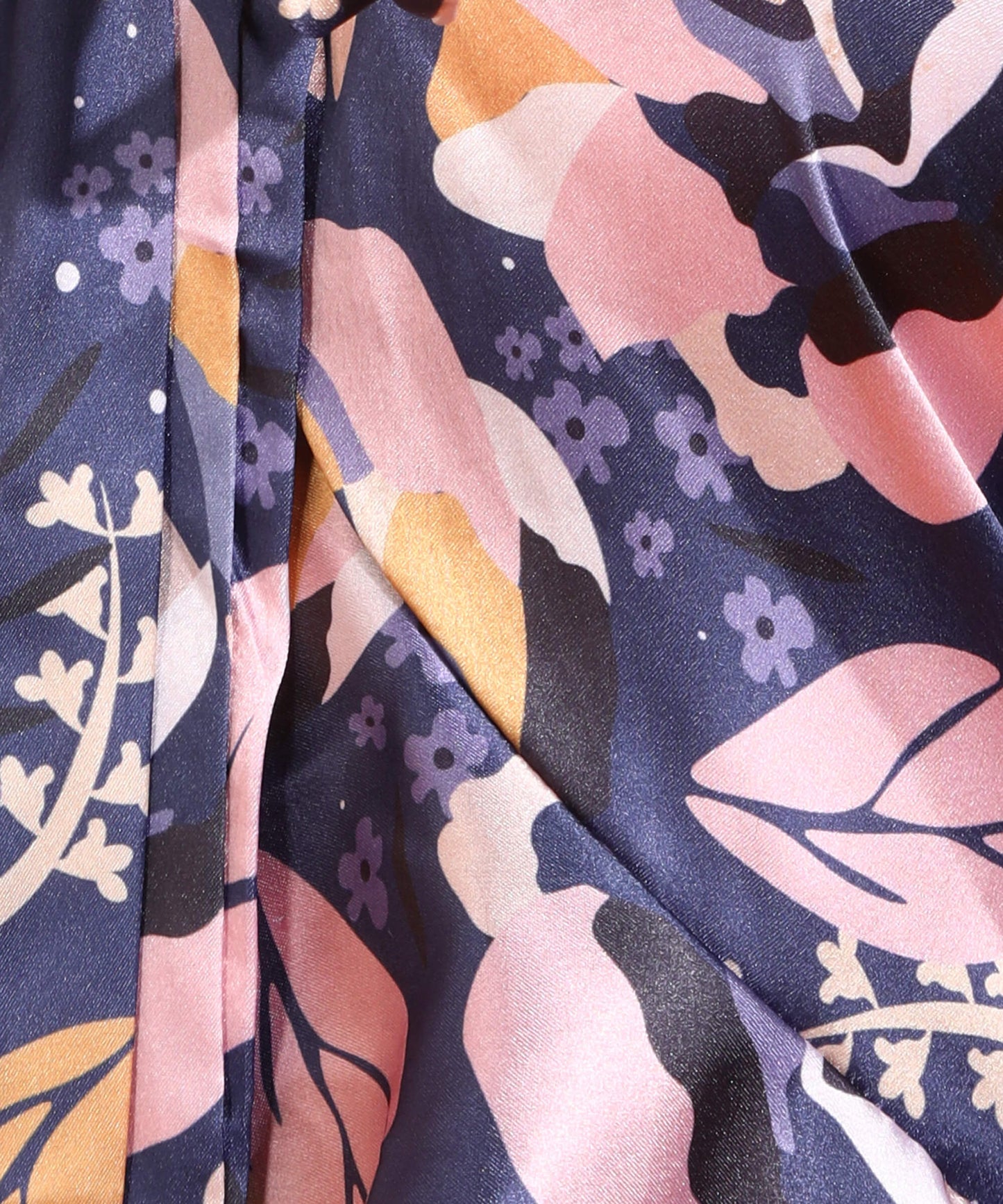 Popwings Women Casual Voilet Floral Printed Satin Shrug Top