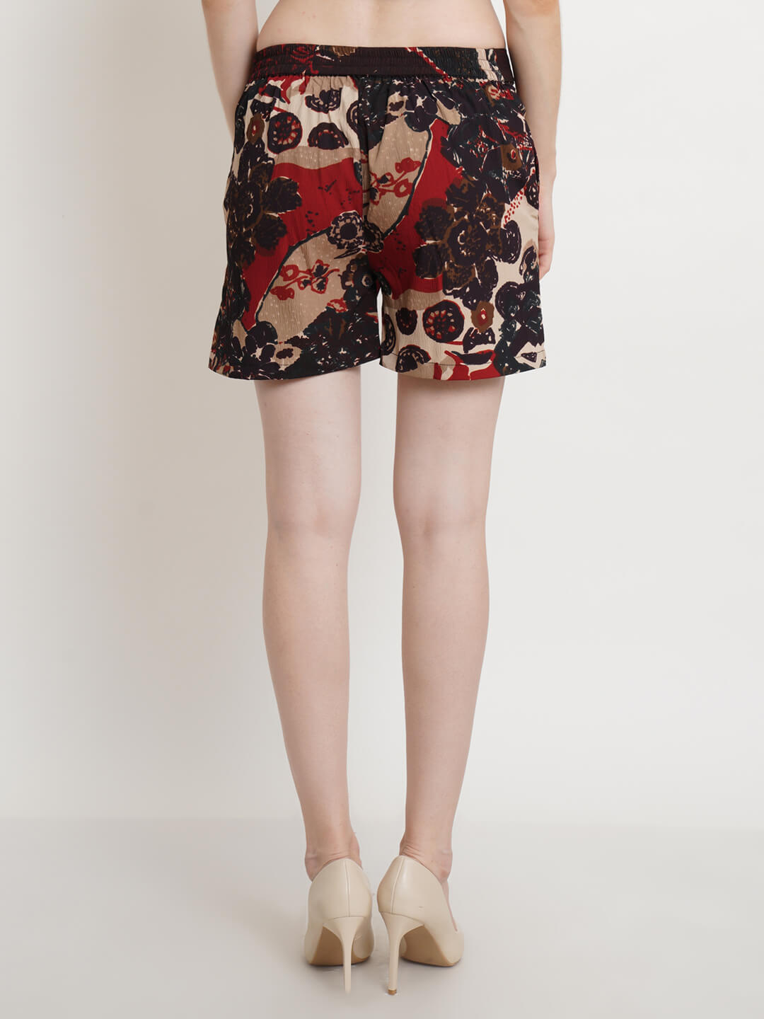 Popwings Women Brown Printed Regular Fit Shorts For Women