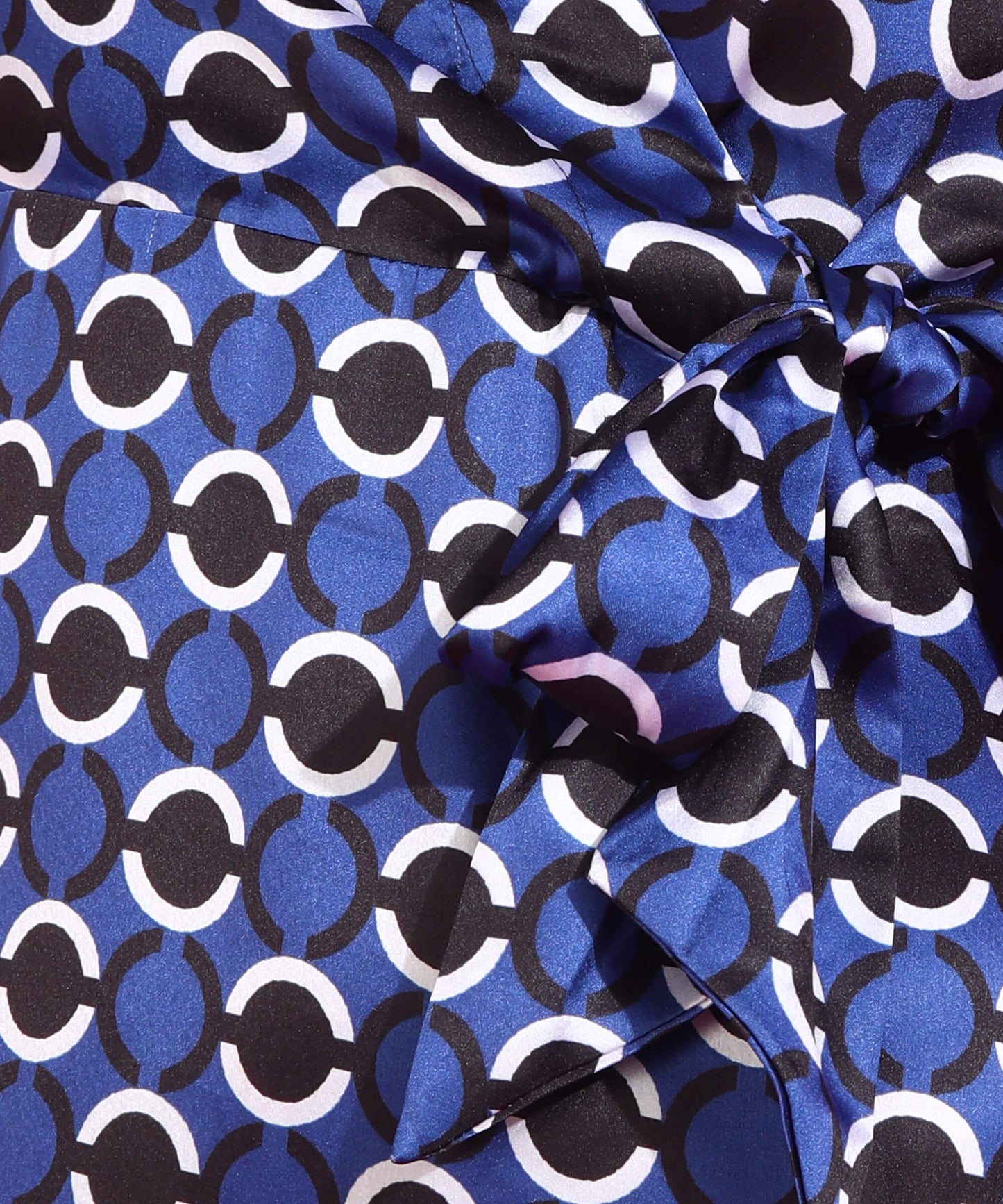 Popwings Women Casual Blue & Black Dot Circle Print Satin Dress
