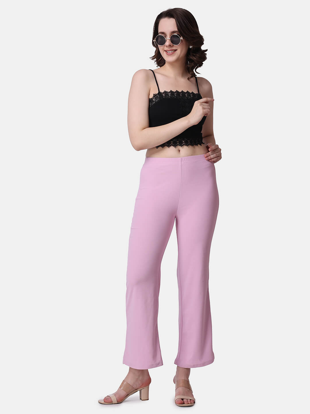Popwings Formal Casual Pink Solid Highrise Women Trouser